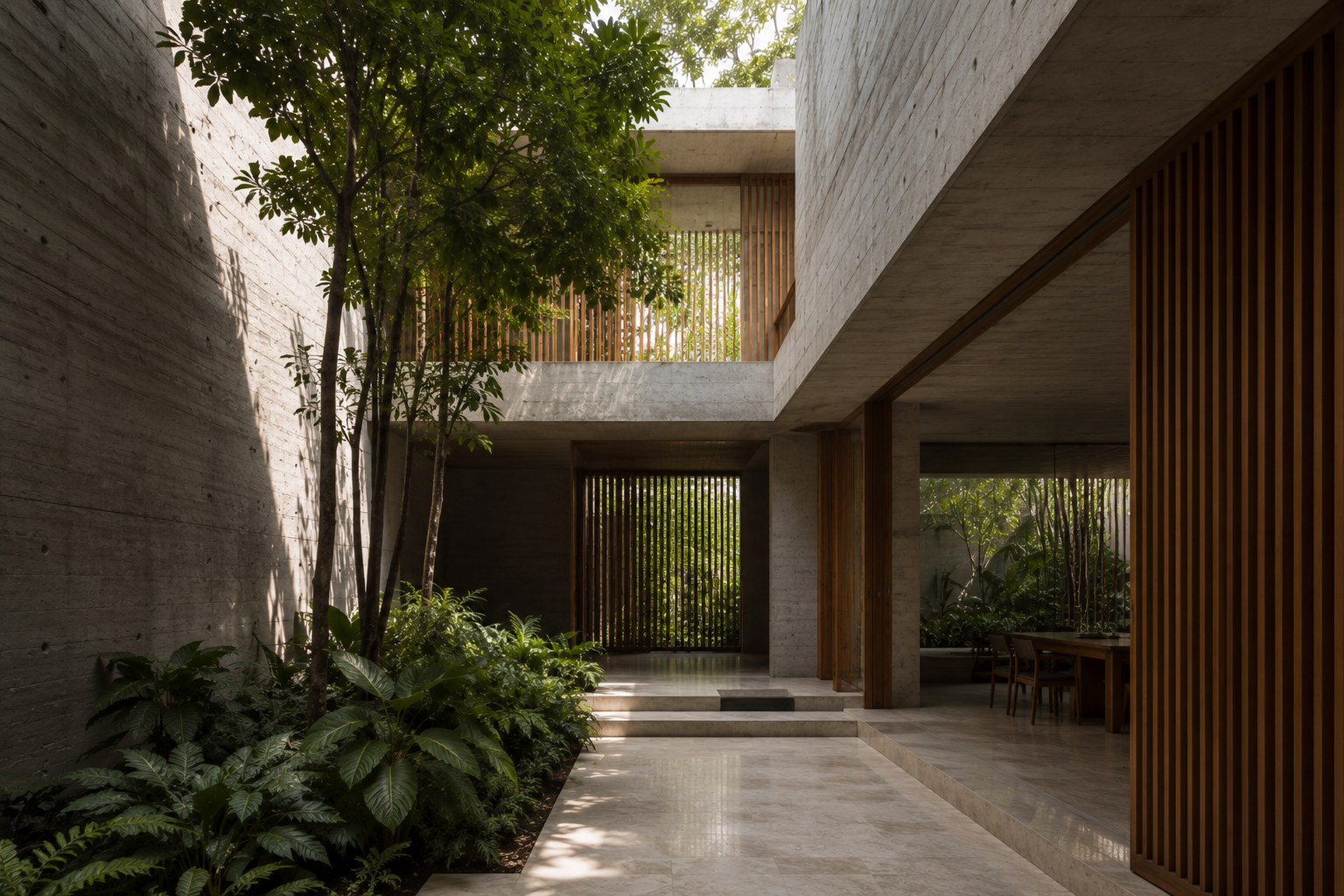 Urban contemporary residence with concrete and timber architecture
